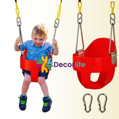 Toddler Swing High Back Full Bucket Seat Baby Outdoor Swing Garden-Red 330lb