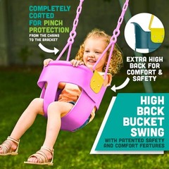 High Back Full Bucket Toddler Swing Seat with Finger Grip, Plastic Coated Cha…