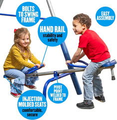 Free N Swing – 7 User / 5 Station Swing Set, Outdoor for Kids with 5′ Slide. Eas
