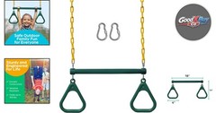 Jungle Gym Kingdom Swing Set Accessories Green with 18″ Trapeze Bar and 48″ C…