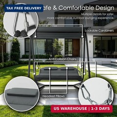 Kozyard Outdoor Swing Bed with Canopy, 2-Person Outdoor Swing Bed, Heavy-Duty St