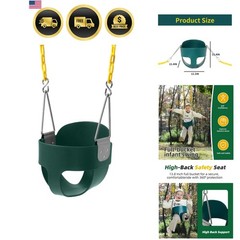 High Back Full Bucket Toddler Swing Seat with Yellow Coated Chains Fully Asse…