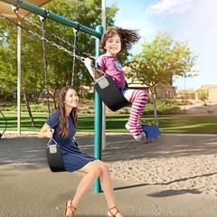 2 Pcs Swing Seat with Metal Triangle Ring 30.4 x 5.9 Inch, Support 300lb, Black