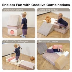 5-Piece Climbing Toys for Toddlers, Foam Blocks Playset with Cylinder, Foldab…