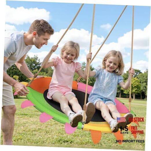 40 Inch Saucer Swing for Kids, 600 lb Flying Disc Tree Swing with Hanging