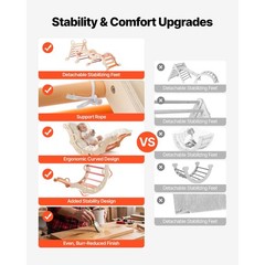 Pikler Triangle & Arch Set — Wooden, 150lb, Includes Cushion, Ramp, 2 Cars