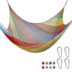 Playground Safety Net 6.5′ x 9.8′, Double Layers Climbing Cargo Net for Kids,…
