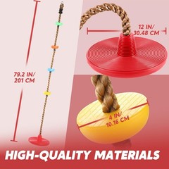 Red Outdoor Kids Tree Swing with Heavy-Duty Rope & Safety Carabiner – Fun Play