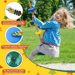 Tree Swing for Kids,Heavy Duty Single Disc Seat Climbing Rope Set Green Swing