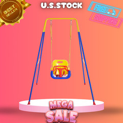 3-in-1 Toddler Swing w/ Foldable Metal Stand 1-10 Years w/ Sandbags