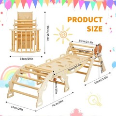7-in-1 Pikler Triangle Climbing Set Foldable Wooden Toddler Climbing Toys Set