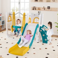 7-in-1 Toddler Slide & Swing Set Indoor Playground for Kids Age 1-3 Years Old