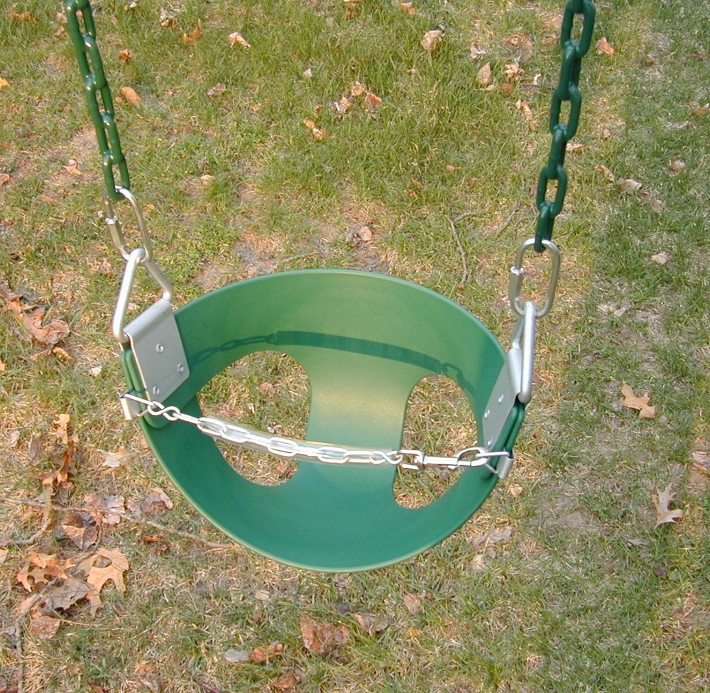 Swingset toddler swing,transition swing,half bucket swing,front safety chain,PVC