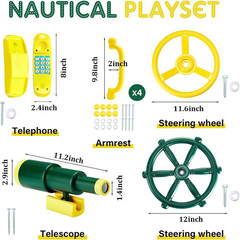 Playground Accessories Pirate Ship Playset with Wheel Telescope Safety Handles T