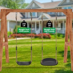 2-Pack Heavy Duty Non-Slip Plastic Swing Seats, Adjustable Ropes, Kids/Adults
