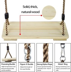 Beautiful Raw Wood Swing Seat for Gardens – Adjustable Height & 300 lbs Capacity