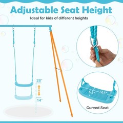 Toddler Swing Heavy Duty Metal Swing Set with A Frame Adjustable Ropes