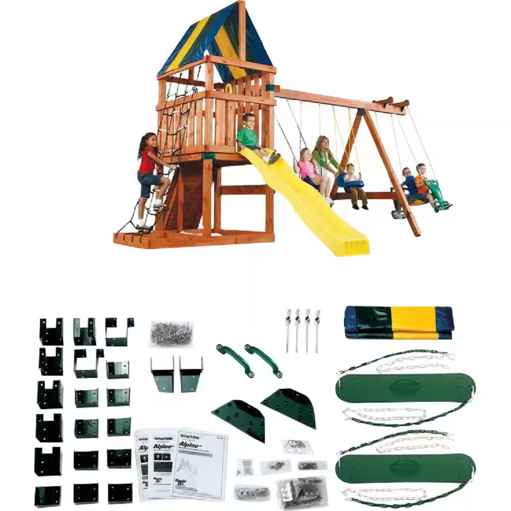 DIY Alpine Custom Outdoor Playset Hardware Kit with Backyard Swing Set Accessori