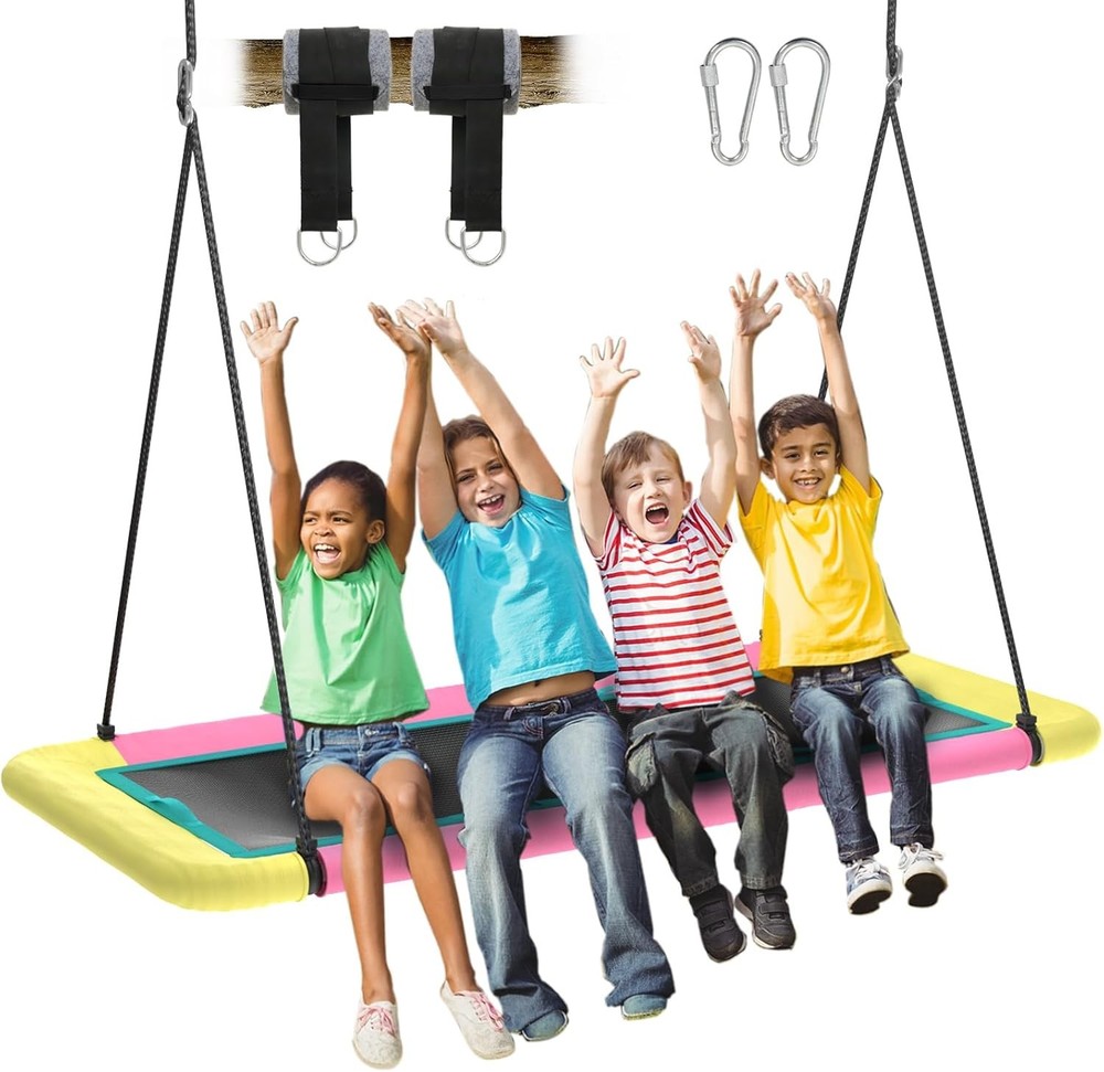 60” Rectangle Platform Tree Swing Kids & Adults Giant Flying Swing