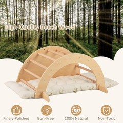 Wooden Arch Climber Rocker with Soft Cushion, 6 in 6 in 1 with Desktop Natural