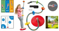 Kids Tree Swing Set with Rainbow Climbing Rope and Disc Seat
