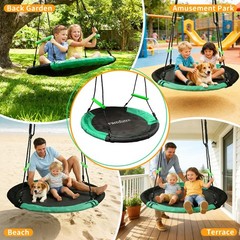 40-Inch Round Saucer Tree Swing for Backyard Fun,Heavy-Duty Steel Frame with …