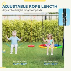 5-in-1 Kids Swing Set for Backyard with Slide, 770lbs Capacity, Mixed