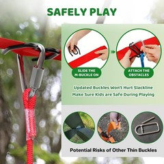 Ninja Warrior Obstacle Course for Kids Backyard – 2×65ft Slackline Kit with 10 M