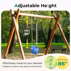Blue Heavy Duty Toddler Swing Seat High Back Bucket Swing Chair Outdoor