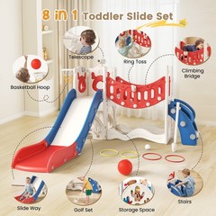 10 in1 Kids Slide Climber Playset Indoor Outdoor Freestanding Playground Toddler
