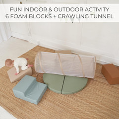 Toddler Climbing Blocks Set Foam Play Gym Crawl Tunnel Indoor Soft PU Leather