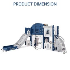 8 in 1 Toddler Slide Kids Climber Playset Indoor Outdoor Slide Playset Blue