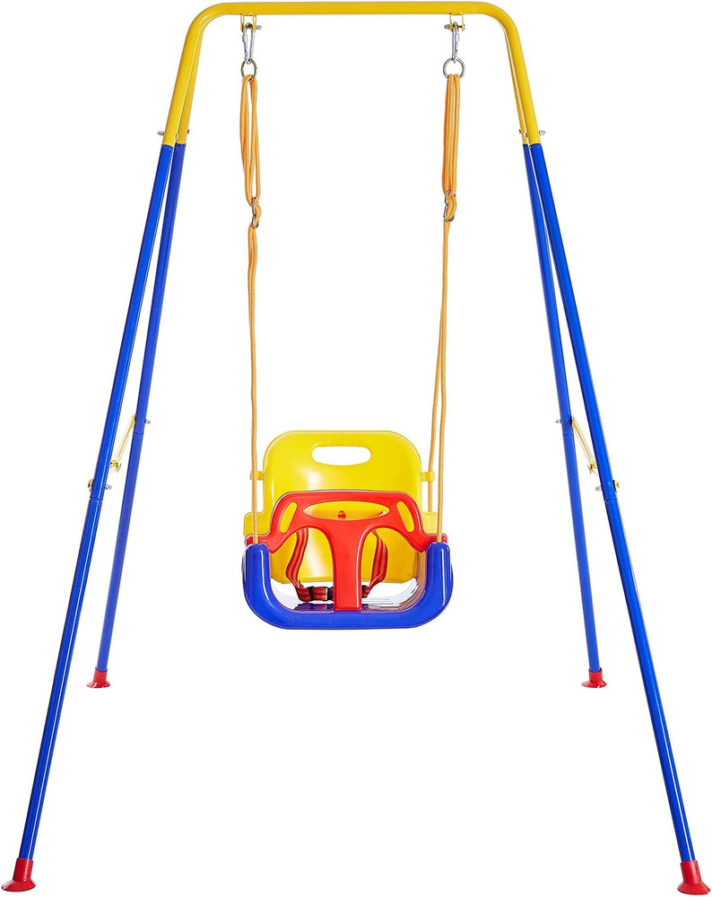 FUNLIO Toddler Swing with Foldable Metal Stand for Toddlers Aged 1~10 Years, 3-I