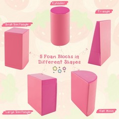 5-Piece Kids Climb Crawl Activity Playset Pink Indoor Foam Blocks Soft Play Fun