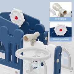 8 in 1 Toddler Slide Kids Climber Playset Indoor Outdoor Slide Playset Blue