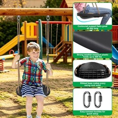 2-Pack Heavy Duty Non-Slip Plastic Swing Seats, Adjustable Ropes, Kids/Adults