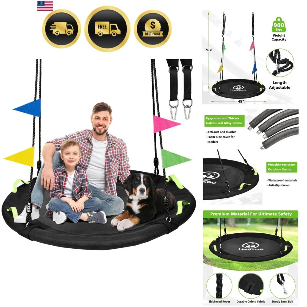 48 inch Tree Swing, Larger Saucer Flying Swing for Whole Family, 900lbs Weigh…