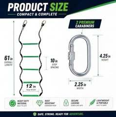 Boat Rope Ladder, Heavy Duty Climbing Rope 450Lbs Strength, 14mm Reinforced