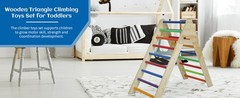 Wooden Foldable Climbing Triangle Ladder Montessori Play Gym for Toddlers