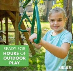 18″ Trapeze Swing Bar with Rings Heavy Duty Chain Swing Set Accessories Green