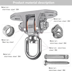 Heavy Duty Swing Hanger Stainless Steel 304 Antirust,1200 Lb Capacity 360°