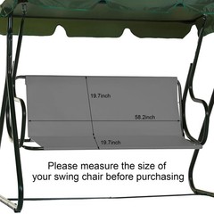 Outdoor Porch Swing SeatCover Replacement 600D Oxford Waterproof Gray 58.2X19.7″
