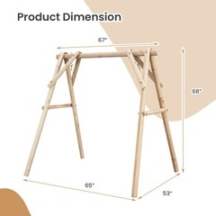 Pine Wooden Swing Frame 770lb A-Frame 67x53x68in Reinforced Natural