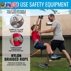 Hyponix Sporting Zip Line Kit for Kids and Adults, 100/120/150/200 ft, Up