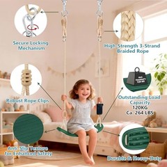 Kids Swing for Tree, Heavy Duty Swing Seat for Backyard & Outdoor, Tree Green