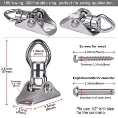Silent Bearing Swing Hanger, Heavy Duty 360° Rotate Swing Swivel Hook, 1200LB…