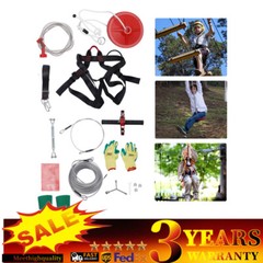 160Ft Zip Line Kit for Adult Up to 300lb w/ Spring Brake, Trolley, Seat