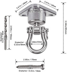 Stainless Steel Hanger with Smooth Swing Bearings, Heavy Duty 180°+360° Swivel S