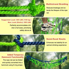 Multi-Colored Climbing Net for Kids – 750 lbs Capacity, 3ft x 6ft, Outdoor Fun!
