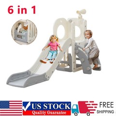 6 in 1 Kids Slide Climber Playset Indoor Outdoor Freestanding Toddler Playground